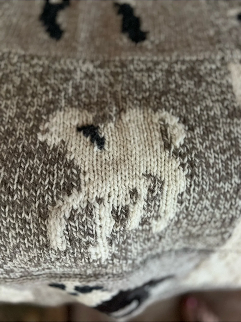 Handmade Sheep & Border Collie Wool Blanket/ Afghan Fleece Lined Peruvian Wool